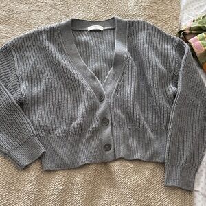 Aritzia Gray Ribbed Cardigan